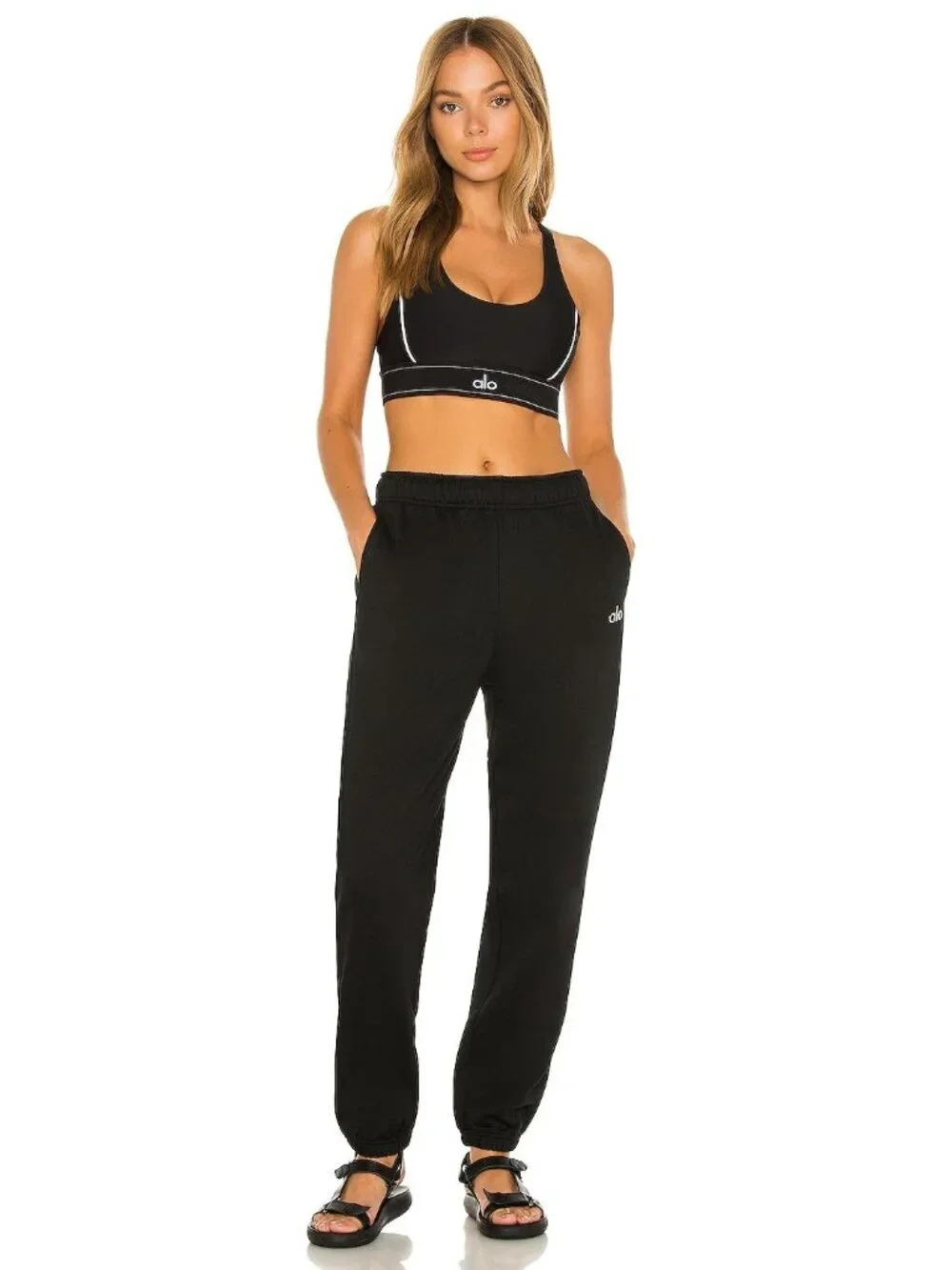 Alo Yoga Suit Up Bra in Black Large New Womens Cropped Tank Top